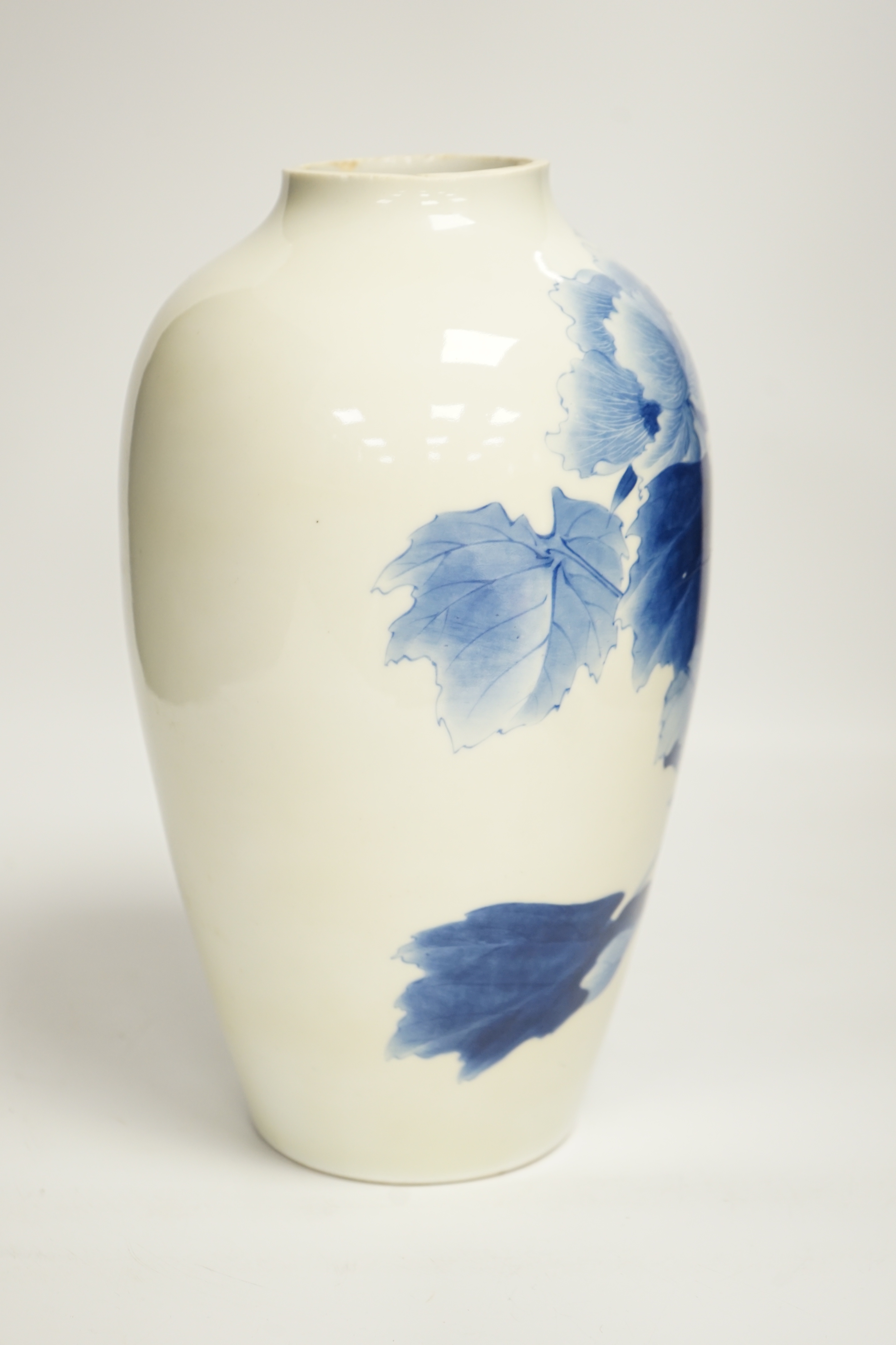 A Japanese Seto blue and white vase, 29cm high